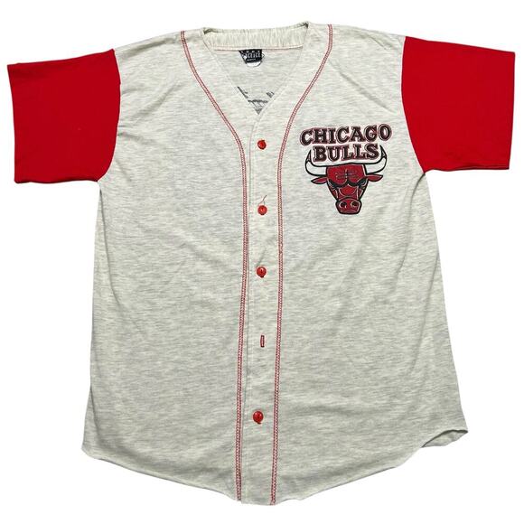 Vintage RARE Chicago Bulls Two Tone Baseball Jersey - Button Front - L - Picture 1 of 10